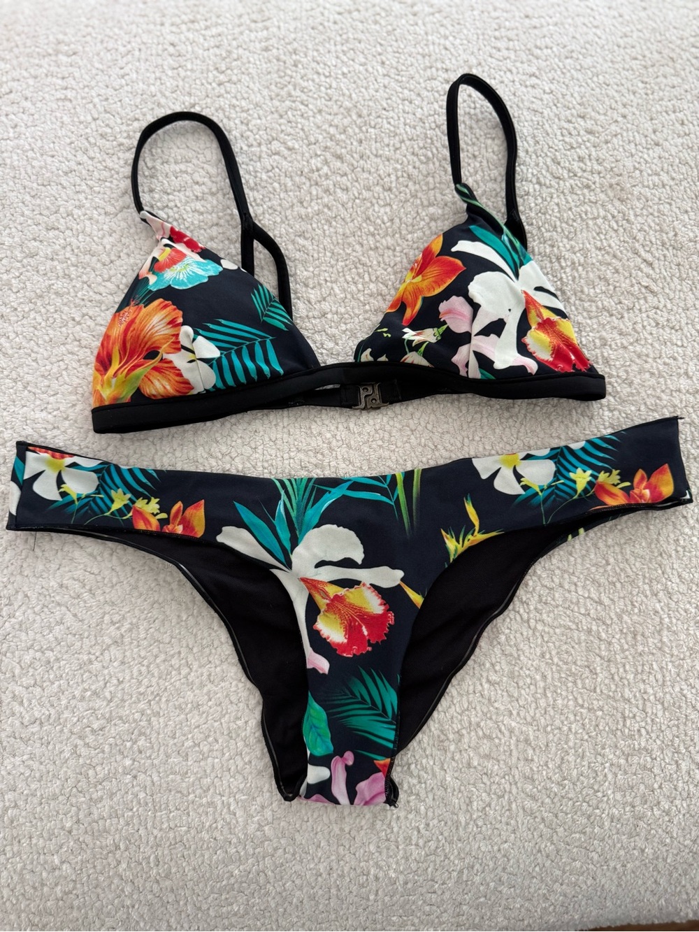 Ripcurl Floral Print Black Bikini Set Size Large